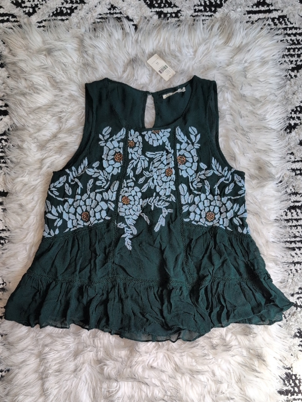Floreat Anthropologie Embroidered Tunic Tank Size XS NWT